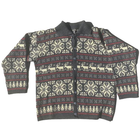 Figgjo Sweaters - Vtg Figgjo women XL old Nordic pattern Made in Norway cardigan Christmas sweater